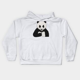 Grumpy Panda Bear Holding Middle Finger Kids Hoodie